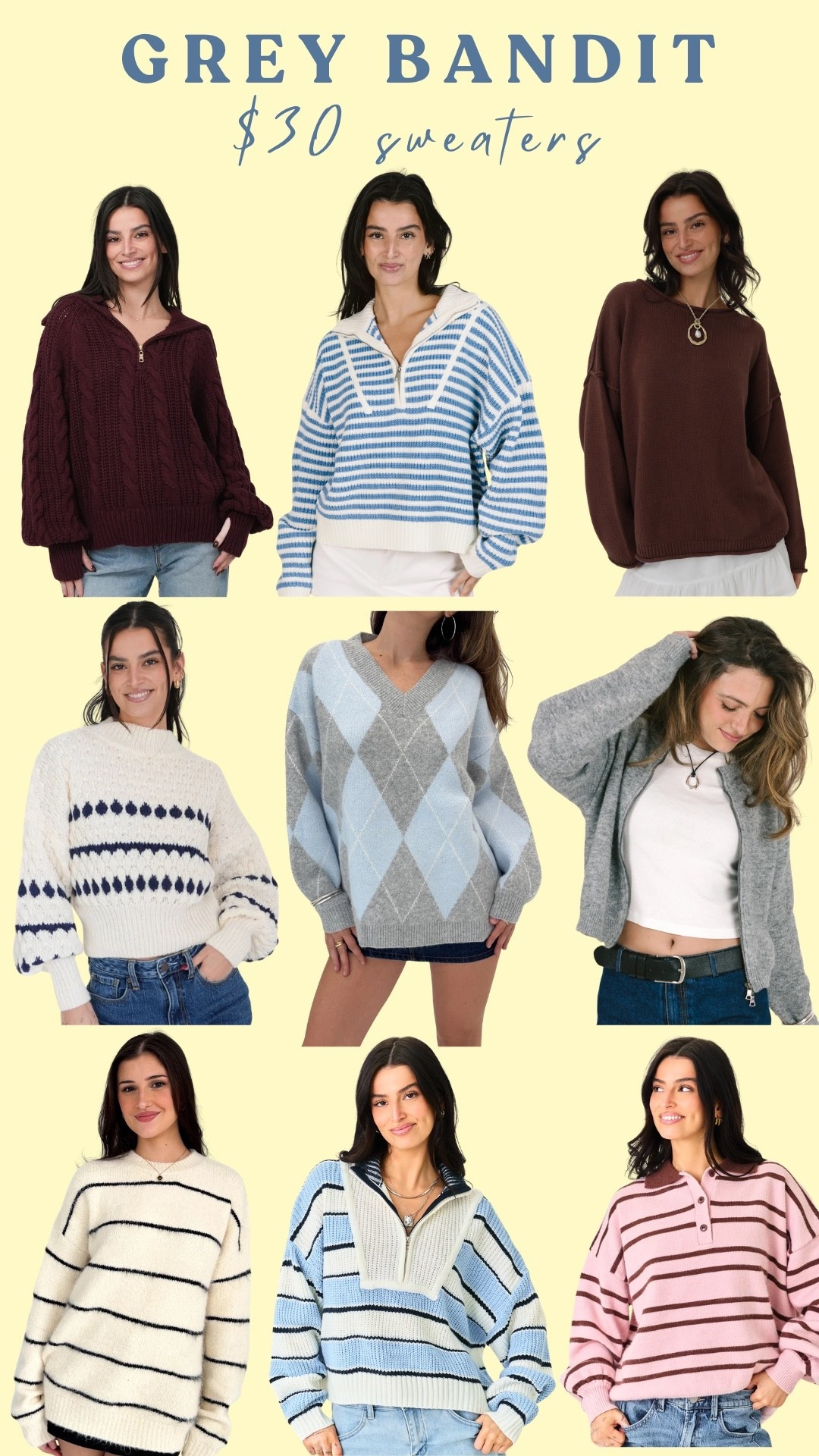 $30 sweaters!! Great time to snag before the cold weather starts!