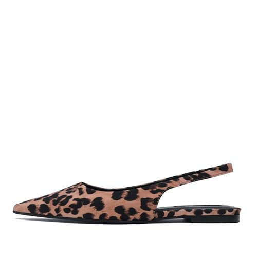 epiluta Leopard Slingback Flats for Women Slip-On Comfortable Patent Leather Shoes Fashion-Forward and Elegant Pointy Flats Animal Print Size 8.5 | Amazon (US)