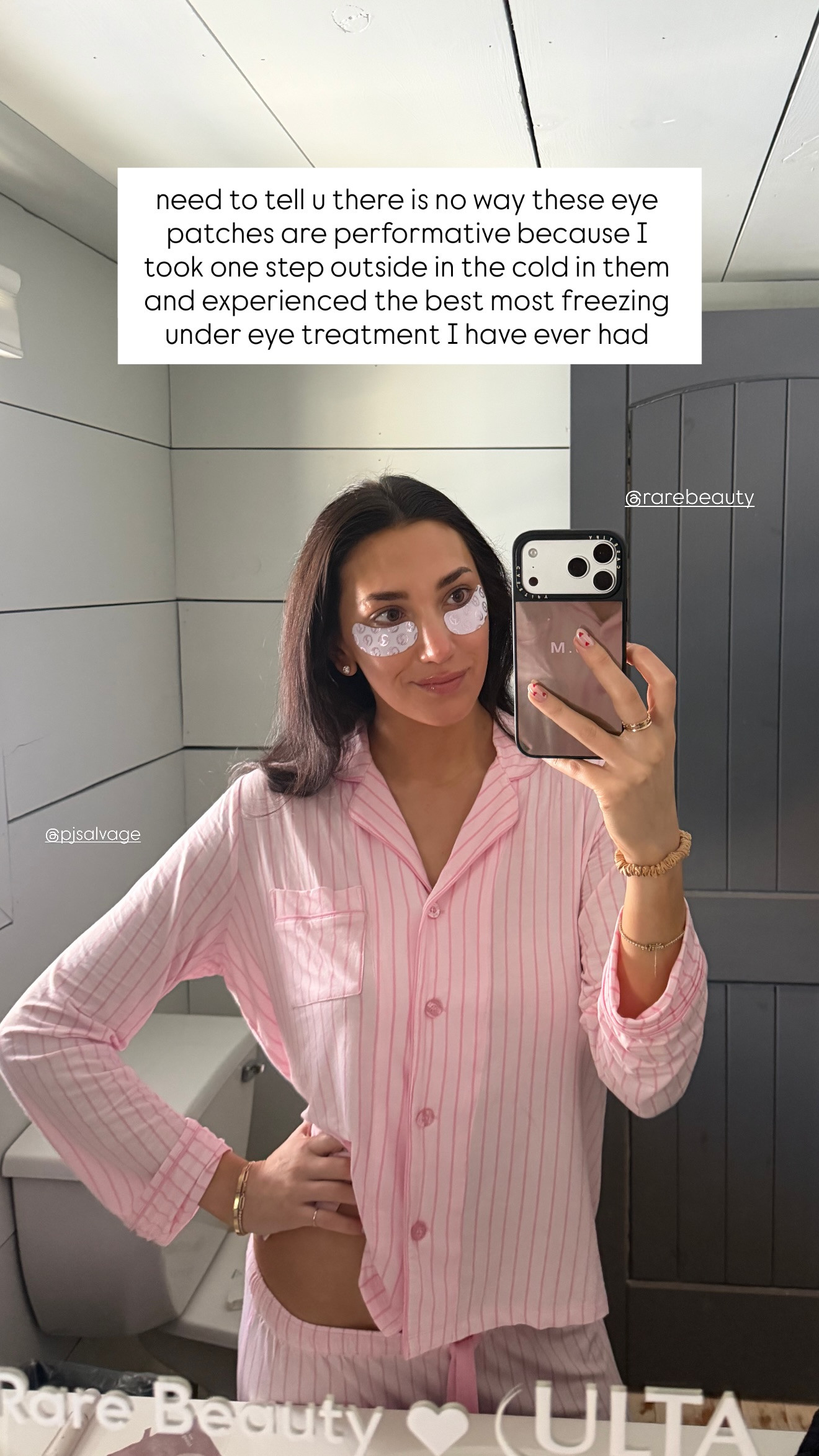 pjs & eye patches! this is the best most freezing under eye treatment i have ever had 

 