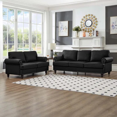 Modern Classic Design with Nails Living Room 2+3 seater Sofa Upholstered Couch | Wayfair North America