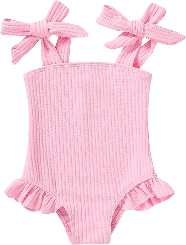 YOUNGER TREE Toddler Swimsuit Girl Color Block Stripe One-Piece Swimwear Baby Girl Bathing Suits | Amazon (US)