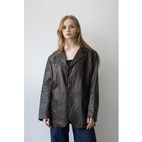 Vintage Leather Jacket Blazer Brown | Etsy (US)