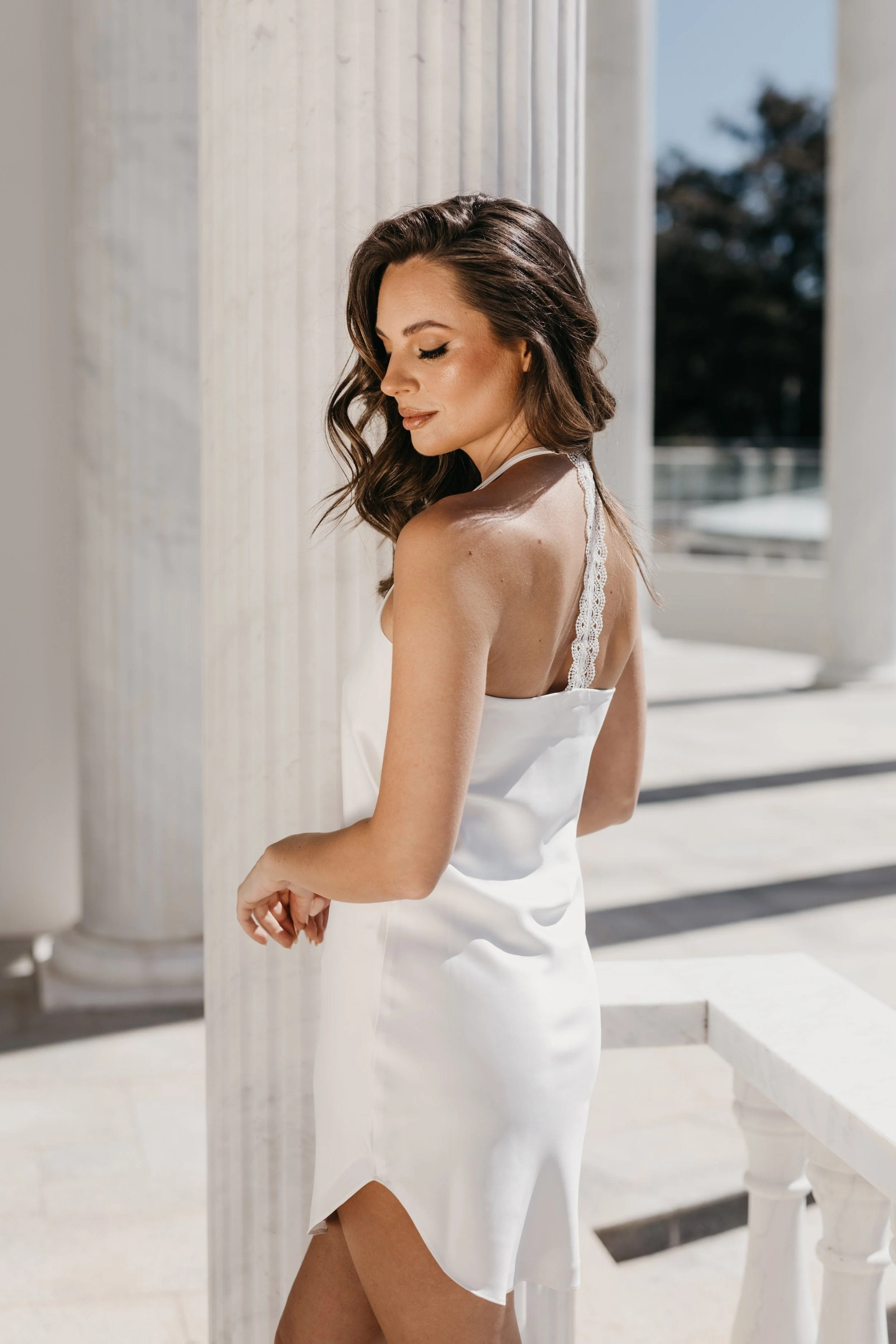 Summer Lace Trim Slip - White / L | Le Rose Stories US