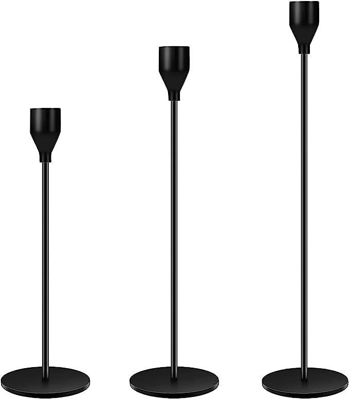 Olamtai Candle Holders Set of 3 for Taper Candles, Matte Black Candlestick Holders, Decorative Ta... | Amazon (US)