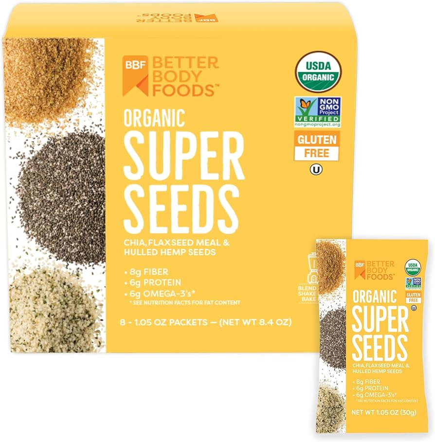 BetterBody Foods Superfood Organic Super Seeds - Blend of Organic Chia Seeds, Milled Flax Seed, H... | Amazon (US)