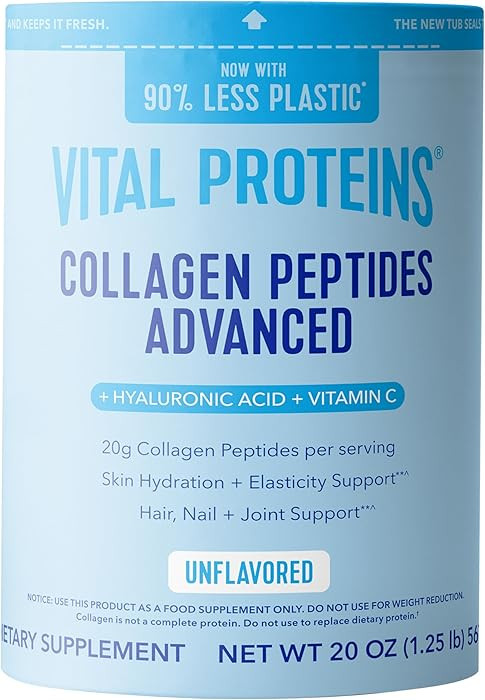 Vital Proteins Collagen Peptides Powder Advanced with Hyaluronic Acid & Vitamin C, 20oz Collagen ... | Amazon (US)