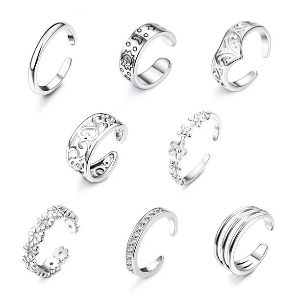 Jstyle 8-12Pcs Adjustable Toe Rings for Women Girls Various Types Band Open Toe Ring Set Women Gi... | Walmart (US)