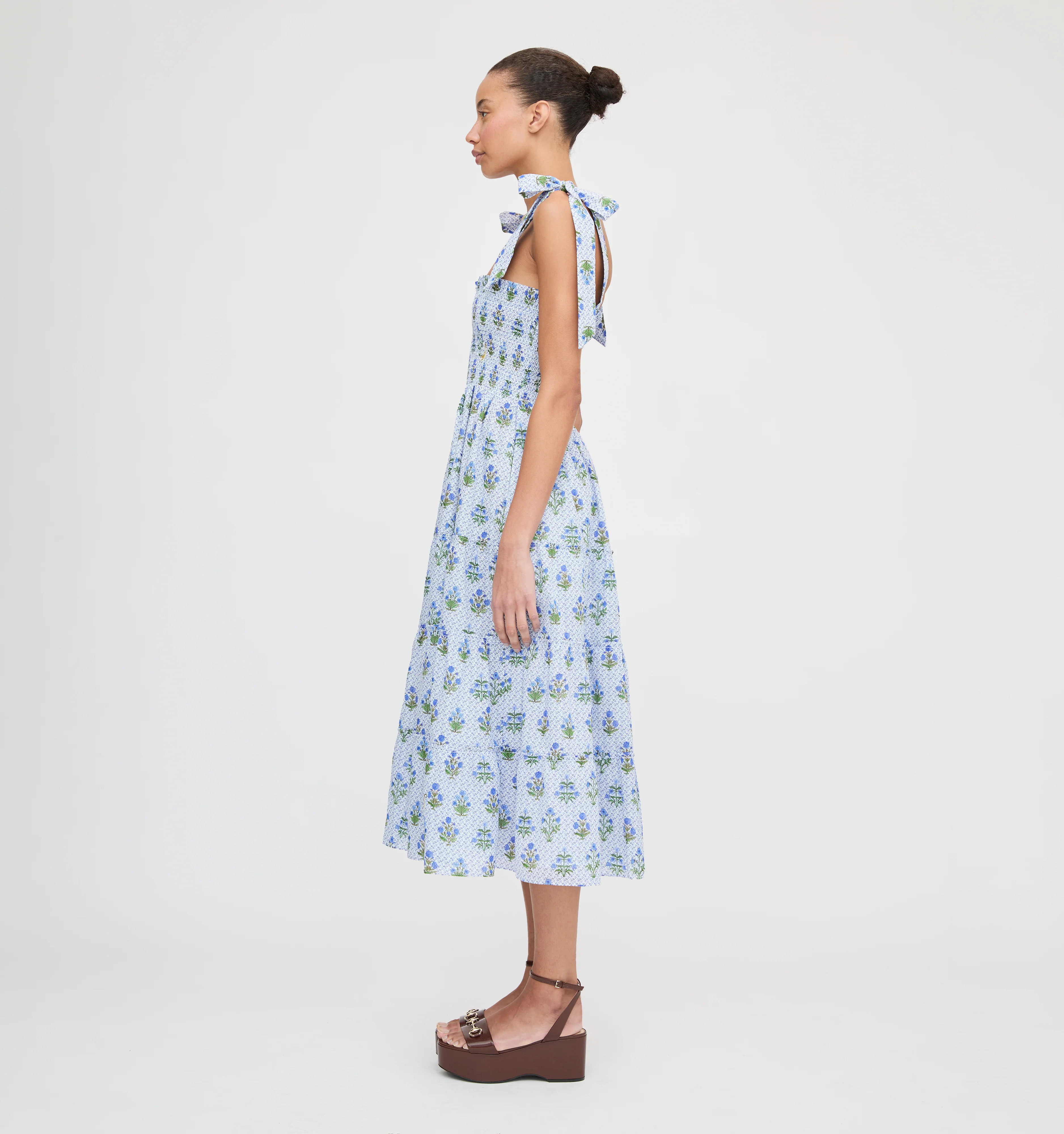 The Ribbon Ellie Nap Dress - Blue Block Print | Hill House Home US