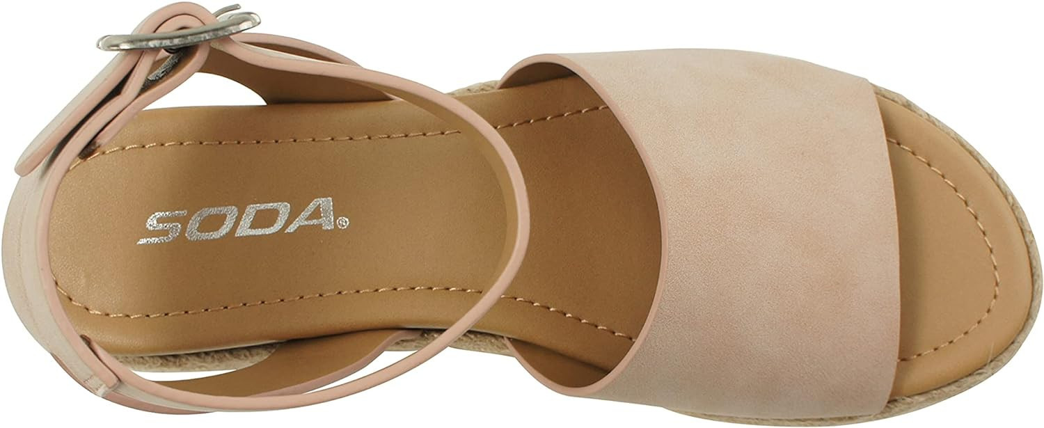 Soda Topic Open Toe Buckle Ankle Strap Espadrilles Flatform Wedge Casual Sandal | Amazon (US)