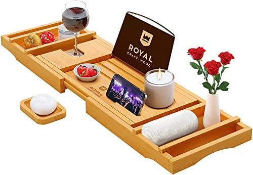 Amazon.com: Luxury Bathtub Caddy Tray, 1 or 2 Person Bath and Bed Tray, Bath Tub Table Caddy with... | Amazon (US)