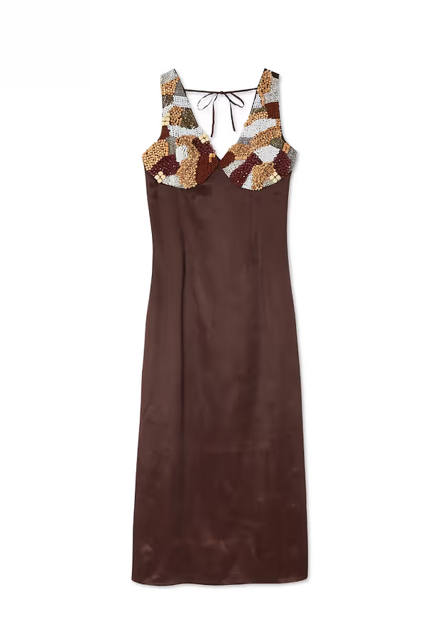 Chocolate Beaded Allegra Dress | Never Fully Dressed (UK & IE)