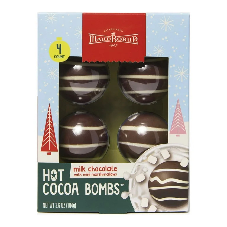 Maud Borup Milk Chocolate Hot Cocoa Bombs with Mini Marshmallows, 4 Pack, 3.5 oz, Seasonal Holida... | Walmart (US)