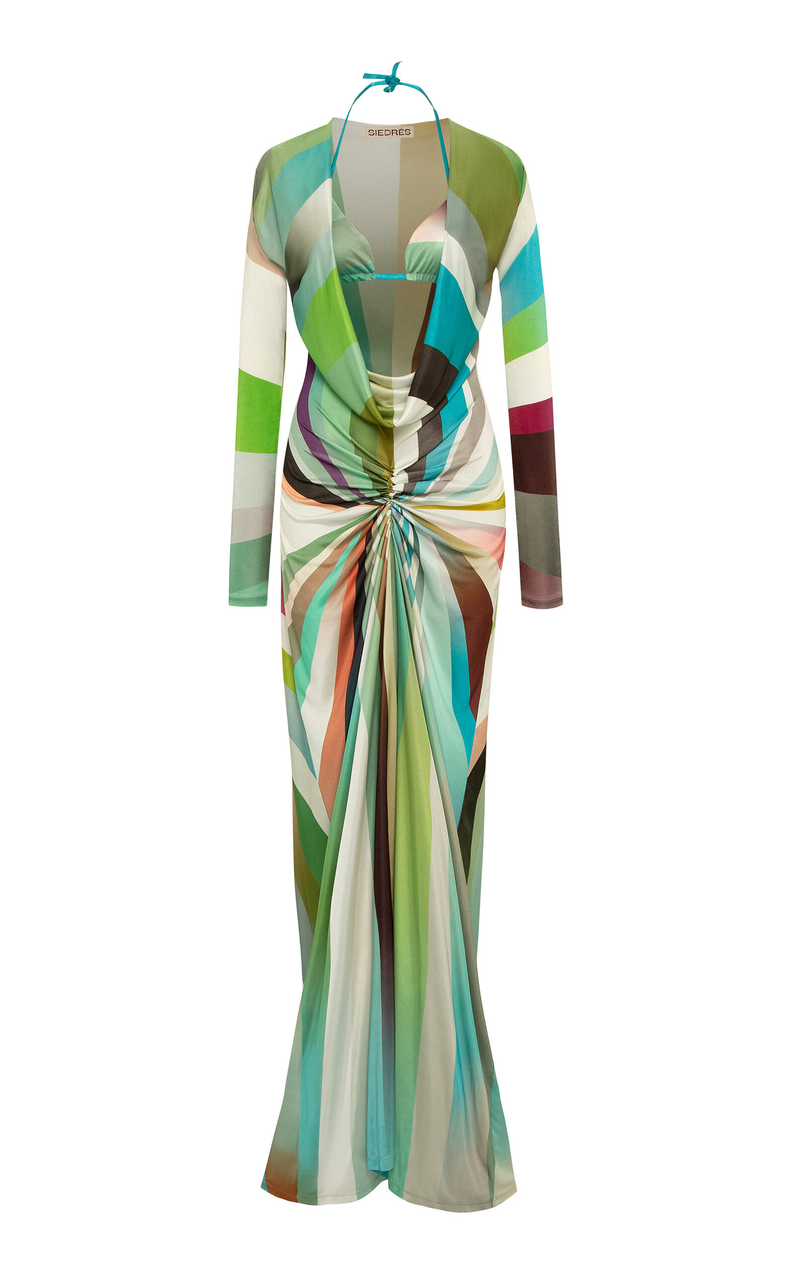 Linny Sun-Ray Printed Cowl-Neck Maxi Dress | Moda Operandi (Global)
