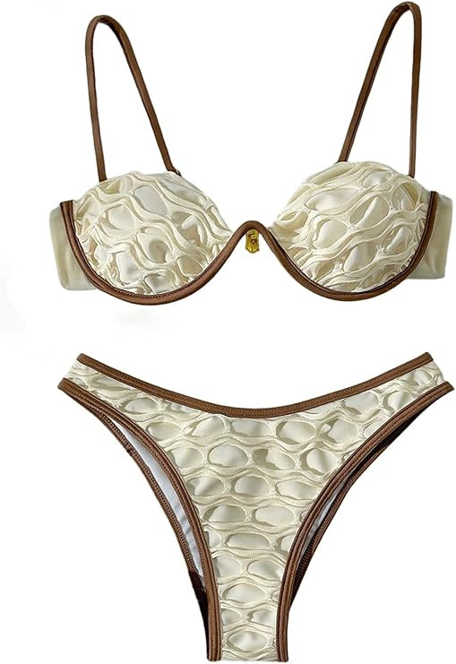 SHENHE Women's Underwire Swimsuits High Cut Cheeky Bikini Set 2 Piece Textured Bathing Suits | Amazon (US)