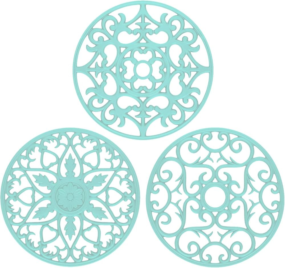 Silicone Trivet ME.FAN 3 Set Silicone Trivet Mat - Multi-Use Intricately Carved Insulated Flexibl... | Amazon (US)