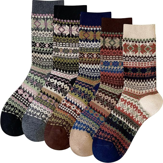 Daphene Women's Ethnic Vintage Socks | Premium Combed Cotton Warm | Retro Patterns Breathable Str... | Amazon (US)