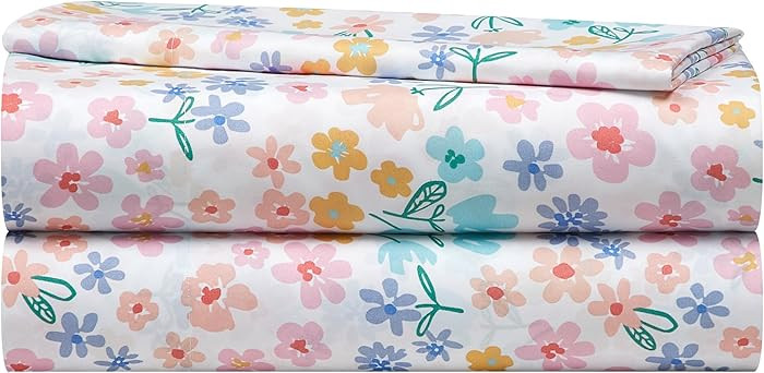 Heritage Kids 3-Piece Twin Sheet Set,Ditsy Floral Print in Multi-Color,Includes Top Sheet, Fitted... | Amazon (US)