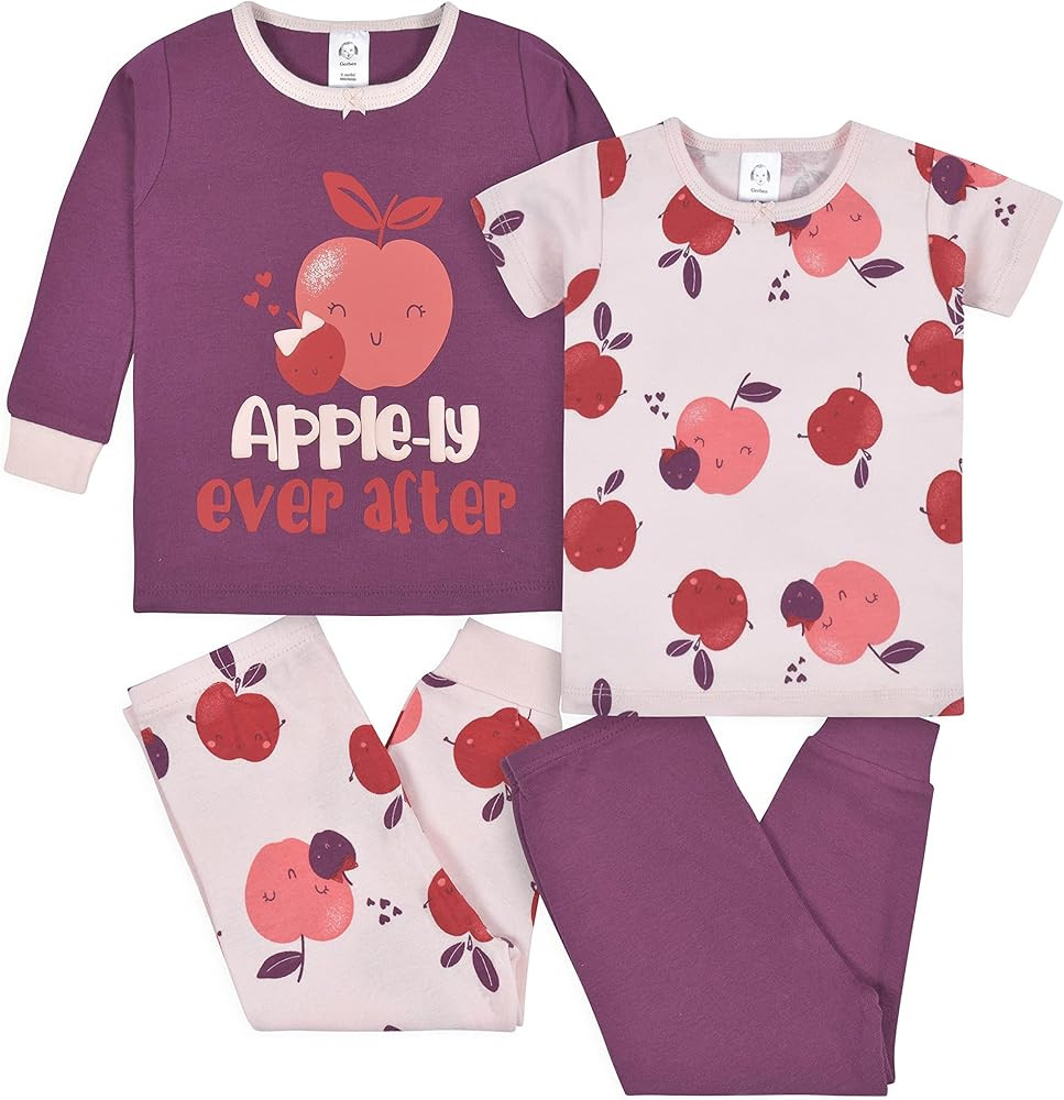 Gerber Baby Girls' Toddler Snug Fit 4-Piece Pajama Set | Amazon (US)