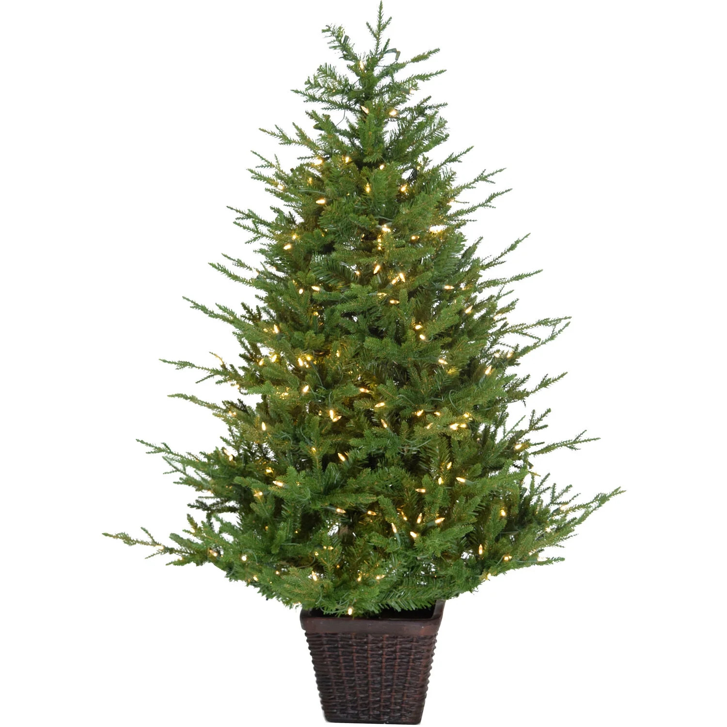 Fraser Hill Farm 3.0-Ft Adirondack Pre Lit Potted Christmas Tree Décor with Warm White LED Light... | Walmart (US)