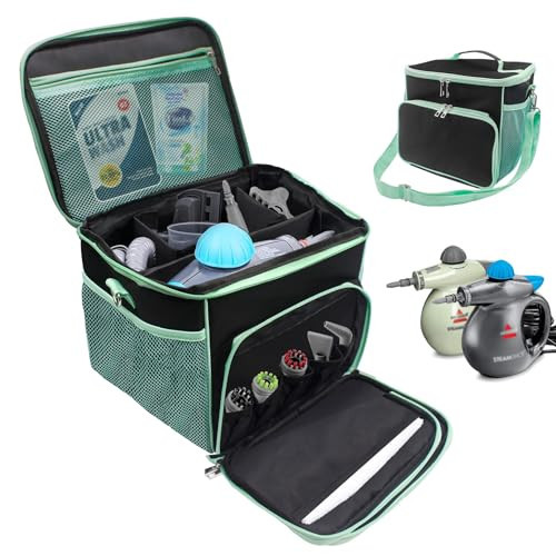 Carry Bag for Bissell SteamShot Steam 39N7V/39N7A Cleaner, Handheld Steam Cleaner attachments, Adjustable Compartments Large Storage Bag for bissell steamshot accessories, Bag Only (Black & Green) | Amazon (US)