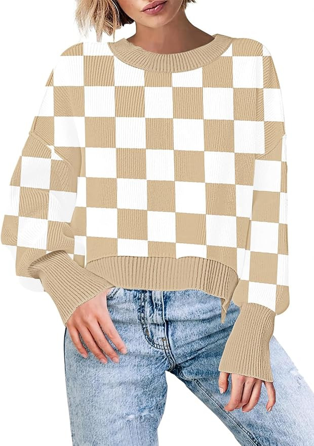 Womens Crewneck Pullover Sweaters Fall Winter Outwear Batwing Long Sleeve Oversized Casual Knit S... | Amazon (US)