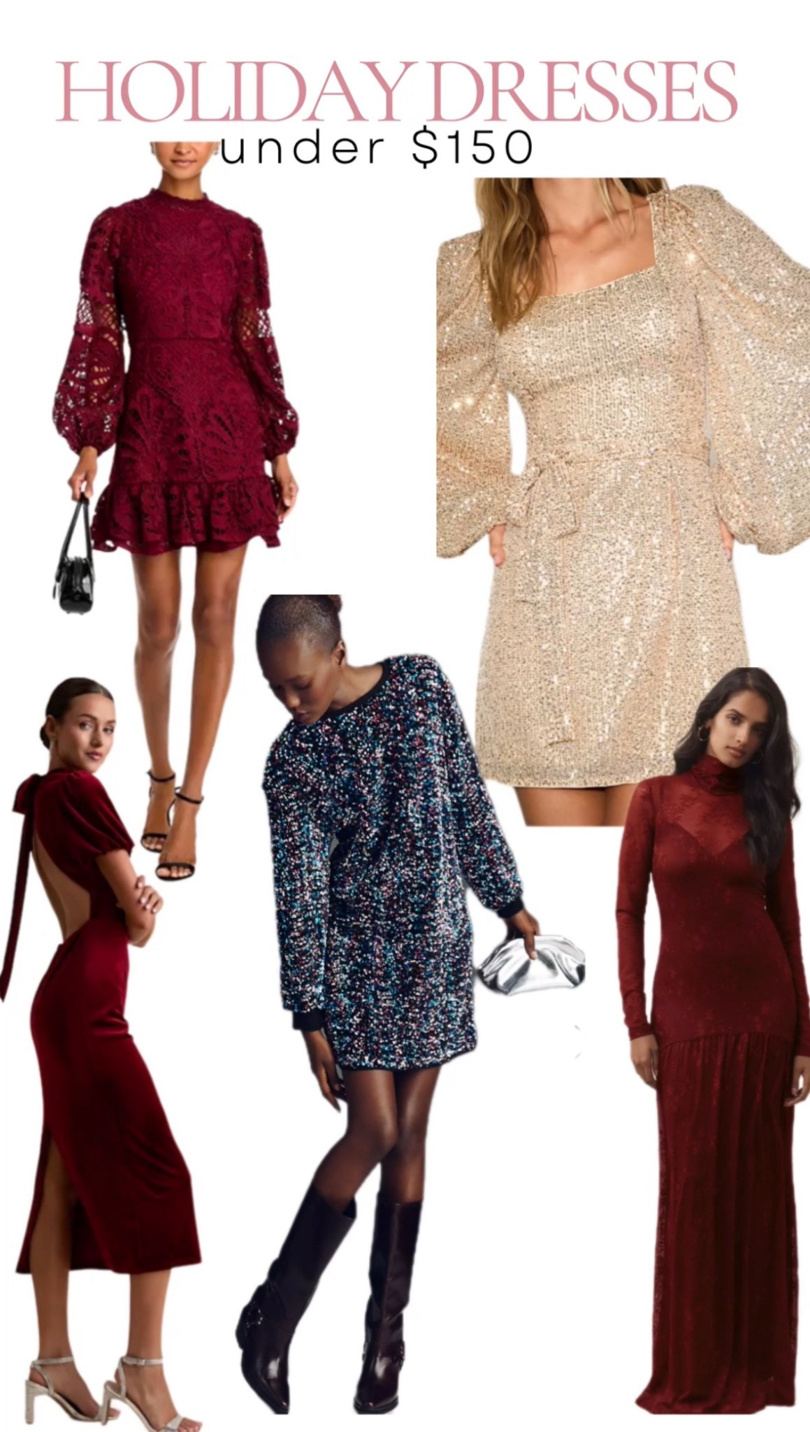 Holiday party season is HERE &  I found the cutest holiday dresses under $150 🎄✨ Velvet, sequins, lace moments… all budget-friendly &  mom-approved. Perfect for Christmas parties, NYE outfits, winter weddings & festive events. 💃🎁


#LTKHoliday #LTKmomlife #LTKSeasonal