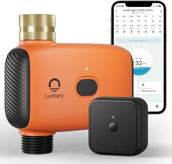 Lumary Smart Sprinkler Timer, WiFi Water Timer for Garden Hose, Brass Inlet Water Hose Timer, Man... | Amazon (US)