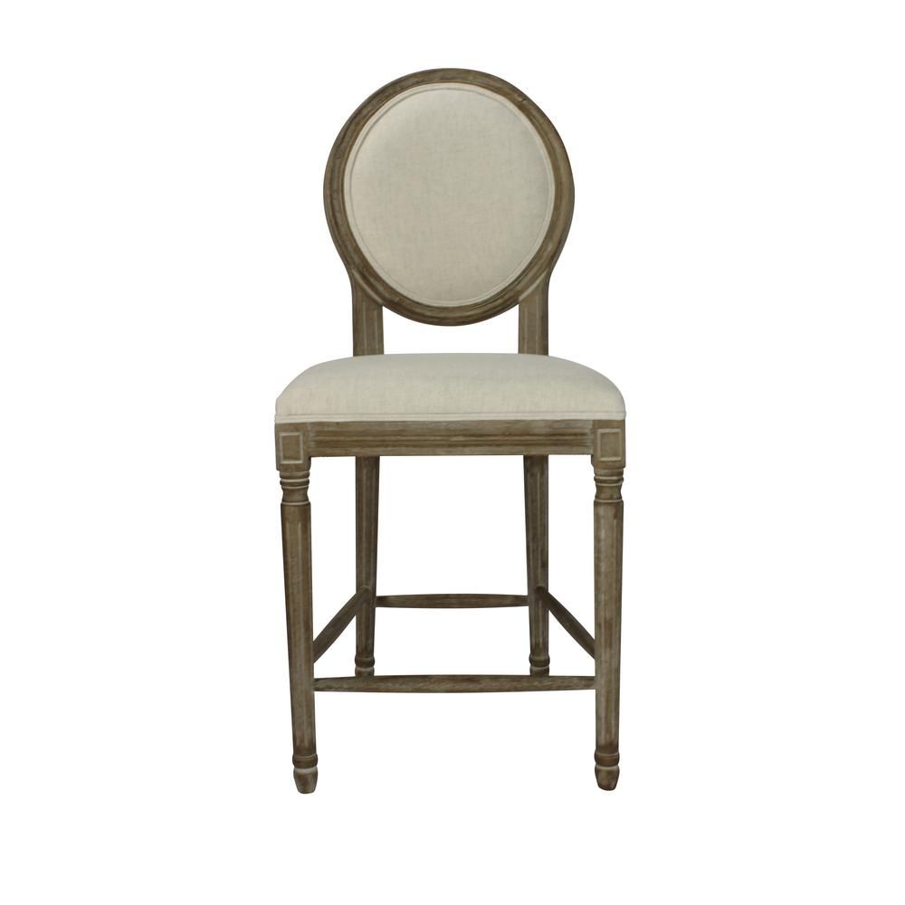 Unbranded Louis 24 in. Weathered Beige Upholstered Round Counter Chair (Set of 2)-DWC-590BG - The... | The Home Depot