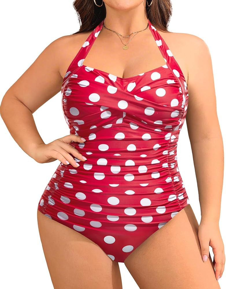 Yonique Plus Size Bathing Suit for Women One Piece Swimsuit Tummy Control Halter Tops for Women S... | Amazon (US)