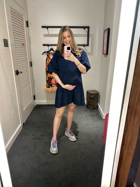 This is the perfect easy throw on dress for spring and bump or maternity friendly! Not a maternity dress but making it one! I sized up so it can be nice and flowy and can wear it after the baby. This is a great staple dress you can layer with sweaters and sneakers and ballet flats! 💜

#LTKbump