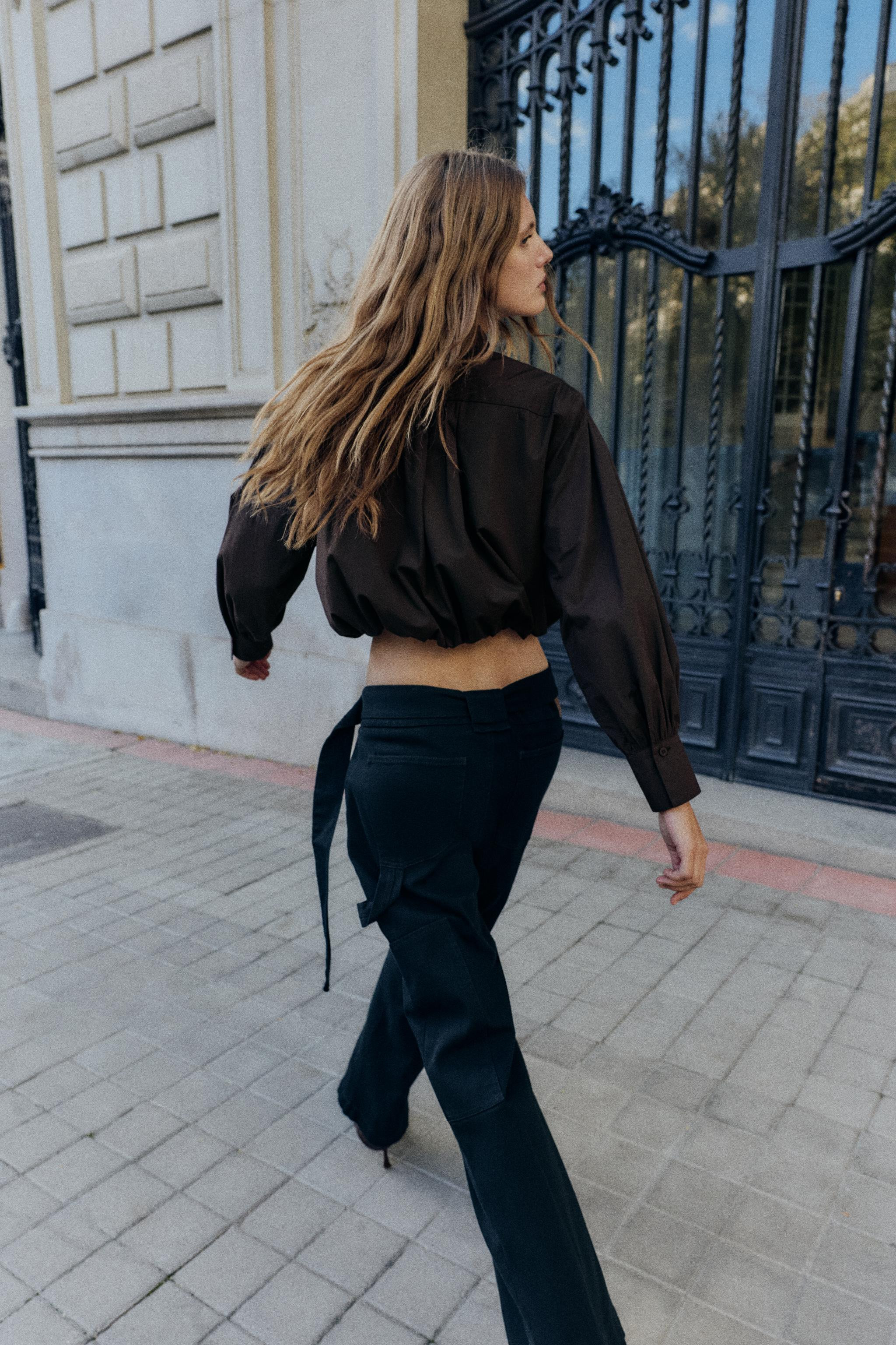 CROPPED POPLIN BALLOON SHIRT | Zara US