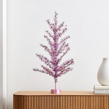 Mini Tabletop Tree - Pink Tinsel | West Elm | West Elm (US)