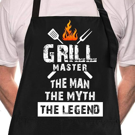 Rosoz Funny BBQ Black Chef Aprons for Men, Grill Master, Adjustable Kitchen Cooking Aprons with P... | Amazon (US)