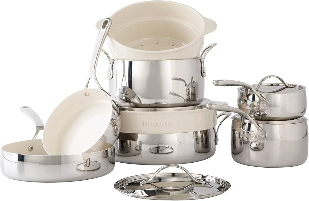 Amazon.com: Bloomhouse - Oprah's Favorite Things - 12 Piece Triply Stainless Steel Pots and Pans ... | Amazon (US)