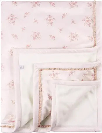 Floral Plush Blanket with Satin Trim | Nordstrom
