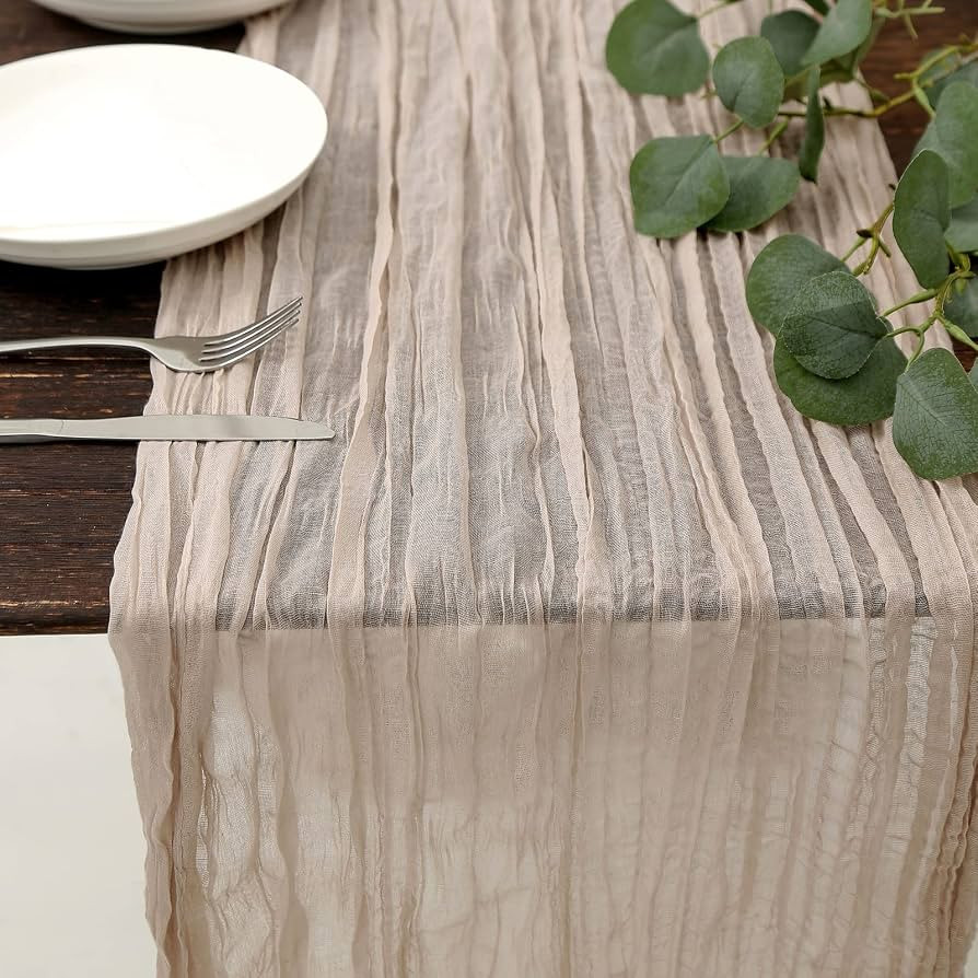DOLOPL Rosy Brown Cheesecloth Table Runner 13.3ft Boho Gauze Cheese Cloth Table Runner Rustic She... | Amazon (US)