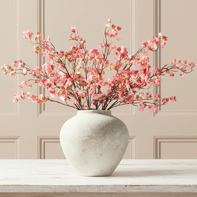 Pink Cherry Blossom Branches – 6 Pcs 33.5" Long Stem Artificial Flowers for Tall Vase, Faux Sil... | Amazon (US)