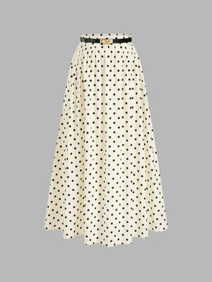 Polka Dot Belted Maxi Skirt | Commense