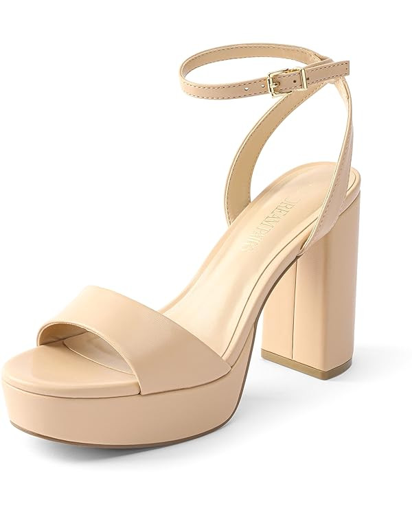 DREAM PAIRS Platform High Heels for Women Chunky Round Open Toe Ankle Strap Stylish Heeled Sandal... | Amazon (US)
