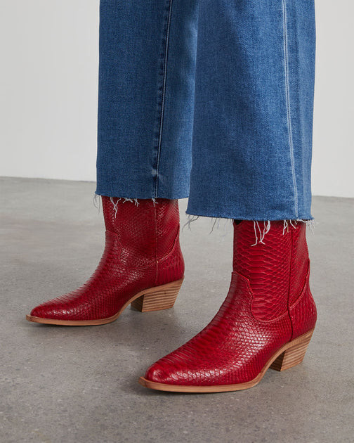 Hot Stepper Faux Leather Western Bootie - Red | VICI