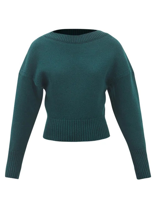 Alexander Mcqueen - Dropped-shoulder Wool-blend Sweater - Womens - Green | Matches (US)
