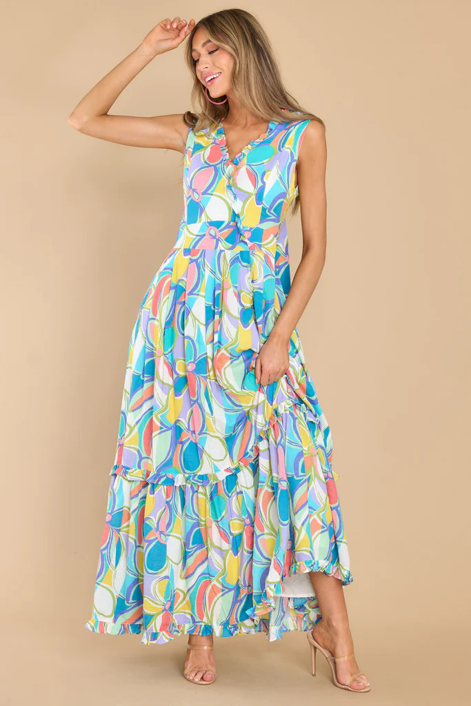 Here and Now Blue Multi Print Maxi Dress | Red Dress 