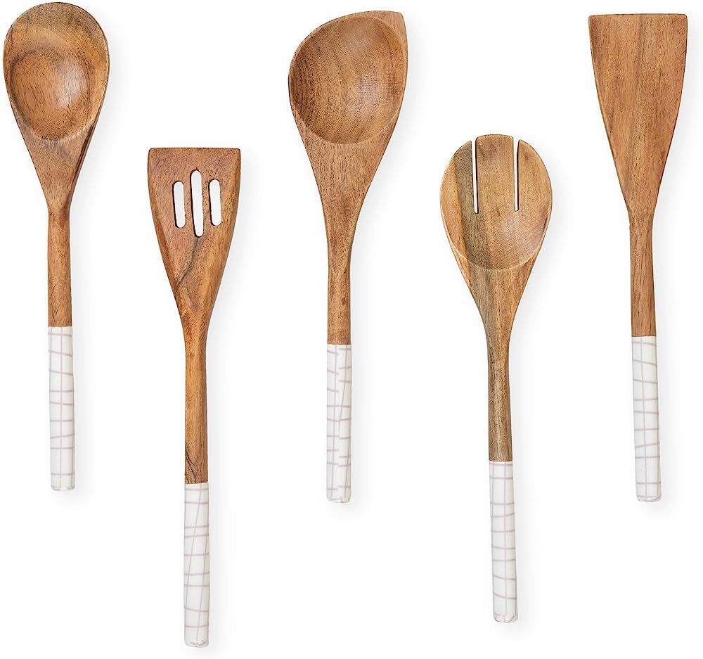 Folkulture Wooden Spoons For Cooking, Set of 5 Wooden Cooking Utensils or Non-Stick Wooden Kitche... | Amazon (US)