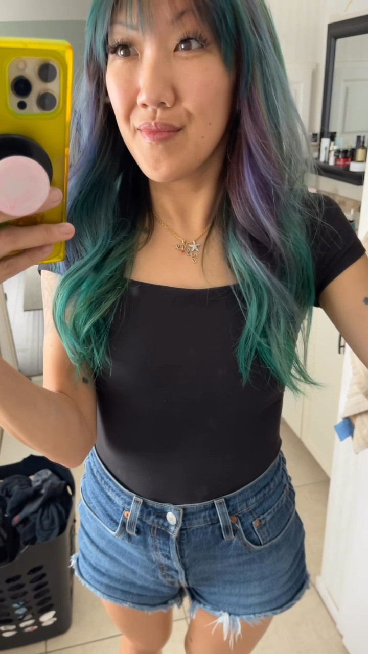 Hooray! It must be spring, because my favorite denim shorts were finally able to make it out of the closet! These are the classic cut off jean shorts that offer flattering fit. 

The perfect basic black fitted tee— This isn’t a bodysuit, but the shirt lays so smoothly, perfect, to tuck in for a bodysuit-like look or wear untucked with jeans. it is a cap sleeve stretchy shirt that is like a tea but not typical jersey material. It is has a built-in bra/double layered shelf but without the thick elastic band that shows through. This top really lays nice and smooth. I can see myself wearing it all spring and summer. It has a nice stretch, is formfitting, but not snug. True to size fit.

#LTKstyletip #LTKVideo #LTKSeasonal