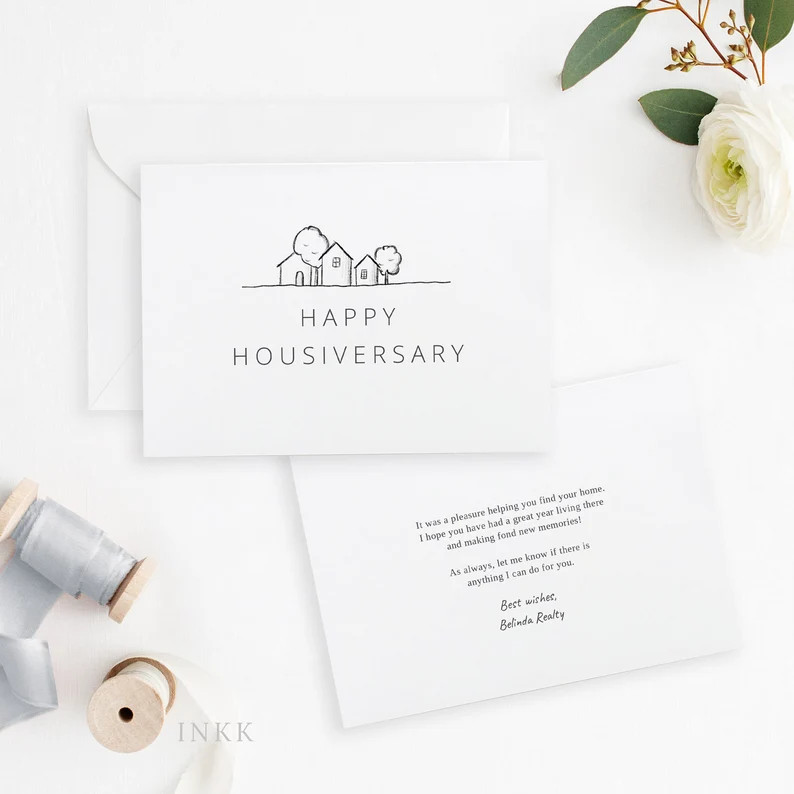 Modern Happy Home Anniversary Card Realtor to Client - Etsy | Etsy (US)