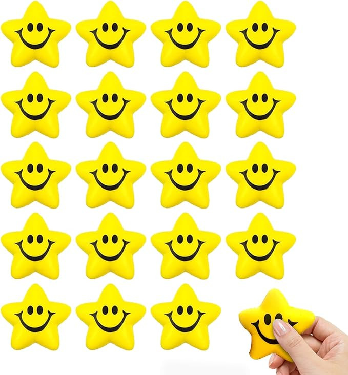 20 Pieces Star Smile Face Stress Balls Toys Set for Kids, Mini Foam Smile Ball Stress Relief for ... | Amazon (US)