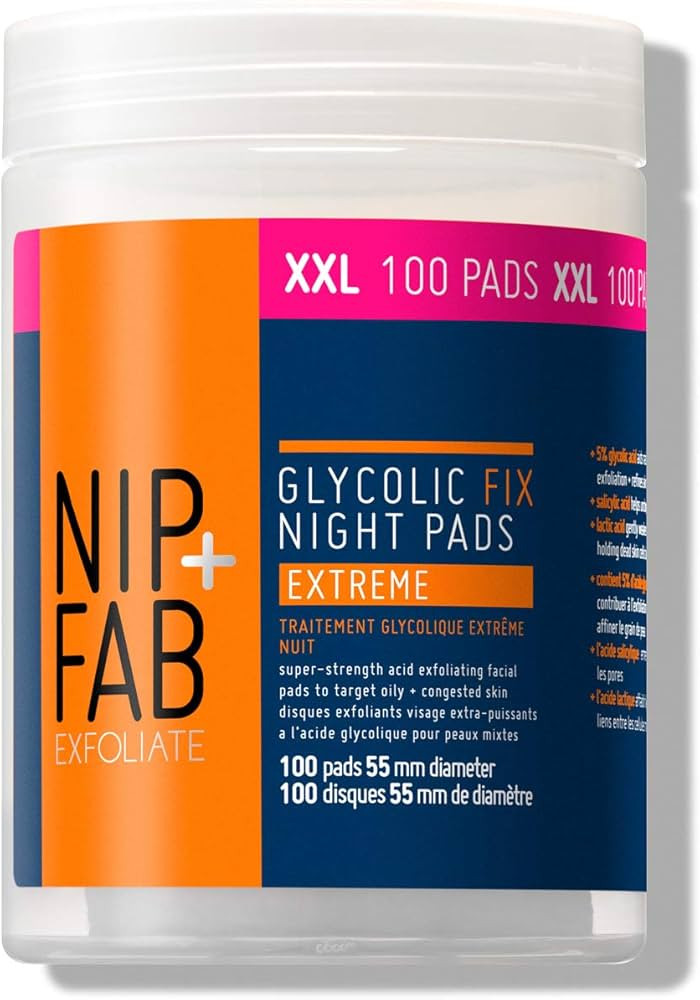 Nip + Fab Glycolic Acid Night Pads, Exfoliating Resurfacing AHA Facial Pad For Skin Toning Blemis... | Amazon (US)