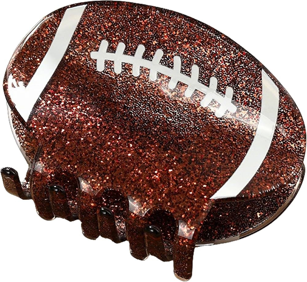 Football Hair Clips for Women, Glitter Acrylic Football Claw Clip for Hair | Amazon (US)