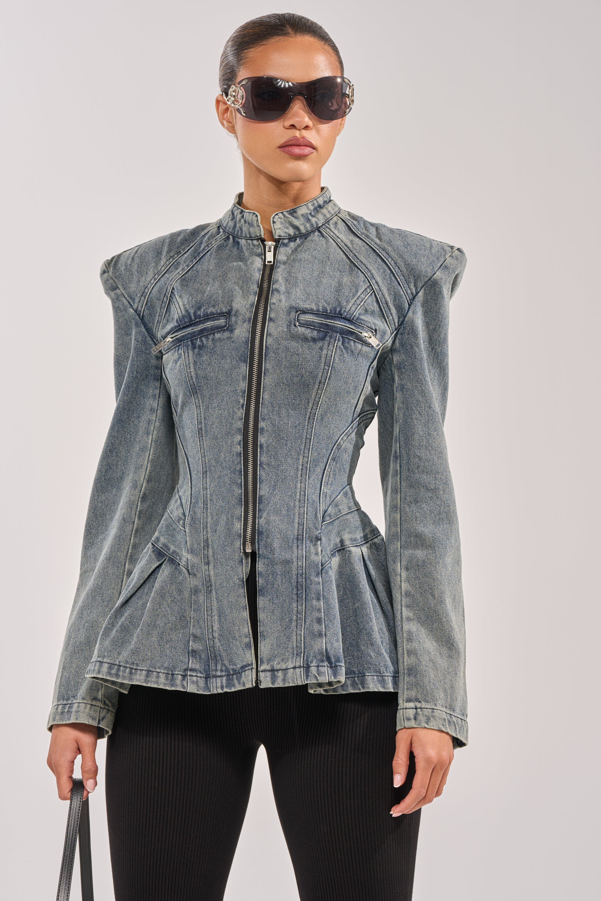 MALLORCA PEPLUM DENIM JACKET | AKIRA
