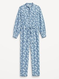 Waist-Defined Floral Utility Non-Stretch Jean Jumpsuit for Women | Old Navy (US)